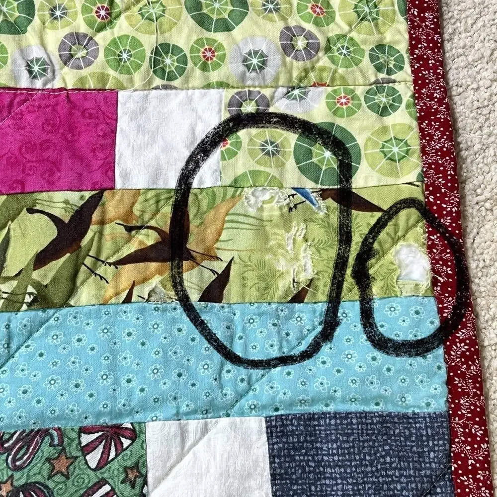 Quilt Handmade Colorful Strip Piece 60x43 Lightweight Lap Throw Farmhouse Boho